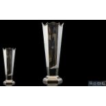 George V - 1920's Attractive Silver Vase of Tapered Form, Raised on a Rectangular Shaped Base,