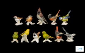 Large Collection of Goebel Hand Painted Ceramic Bird Figures ( 11 ) Eleven In Total,