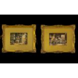 A Pair Of Antique Framed Prints Each Framed And Glazed In Gilt Gesso Frames With Inner Gilt Mount.