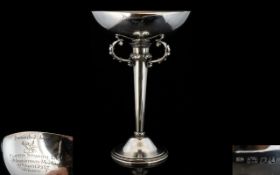 Art Deco Period Impressive Sterling Silver Trophy Bowl - in the form of the Olympic bowl with