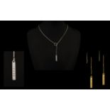 Gucci 18ct White Gold Lariat Necklace And Drop Earrings Box chain comprising slim rectangular
