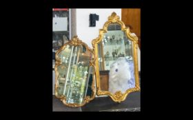 Two Yellow Gilt Frame Rococo Style Mirrors Each in very good, as new condition,