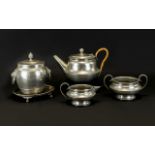 A Small Collection Of English Pewter By Homeland To include twin handle sugar bowl,