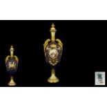 Coalport Superb Quality Hand Painted and Gilded Tall Twin Handle Urn Shaped Lidded Vase of Very