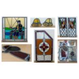 A Collection Of Christmas Related Leaded Stained Glass Pieces Comprising twenty pieces of various