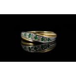 Ladies 9ct Gold Attractive Emerald and Diamond Set Dress Ring,