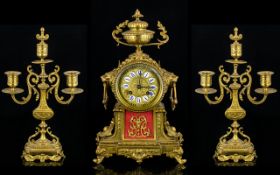 Japy Freres - Superb French 19th Century Gilt Bronze Garniture Clock Set. c.1880's.