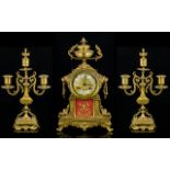 Japy Freres - Superb French 19th Century Gilt Bronze Garniture Clock Set. c.1880's.