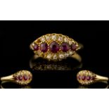 Victorian Period - Attractive 18ct Gold Ruby and Diamond Ring. c.1850's.