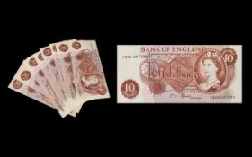 An Excellent Collection of Bank of England 10 Shilling Bank Notes ( 15 ) Fifteen In Total.