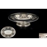 Victorian Period Fine Open Worked Oval Shaped Pedestal Fruit Bowl In Sterling Silver of pleasing