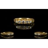 Antique Period - Attractive 18ct Gold 5 Stone Diamond Set Dress Ring, Gallery Setting. Marked 18ct.