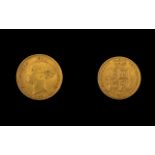 Queen Victoria 22ct Gold - Young Head / Shield Back Half Sovereign, Date 1883 & London Mint,