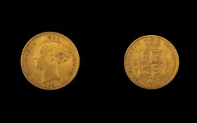 Queen Victoria 22ct Gold - Young Head / Shield Back Half Sovereign, Date 1883 & London Mint,