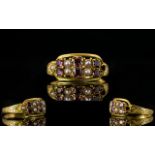 Antique Period Very Attractive 18ct Gold Amethyst And Seed Pearl Dress Ring Hallmark Birmingham