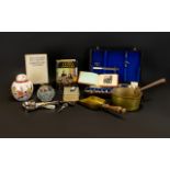 A Mixed Collection Of Cutlery Ceramics And Ephemera To include boxed canteen of cutlery,