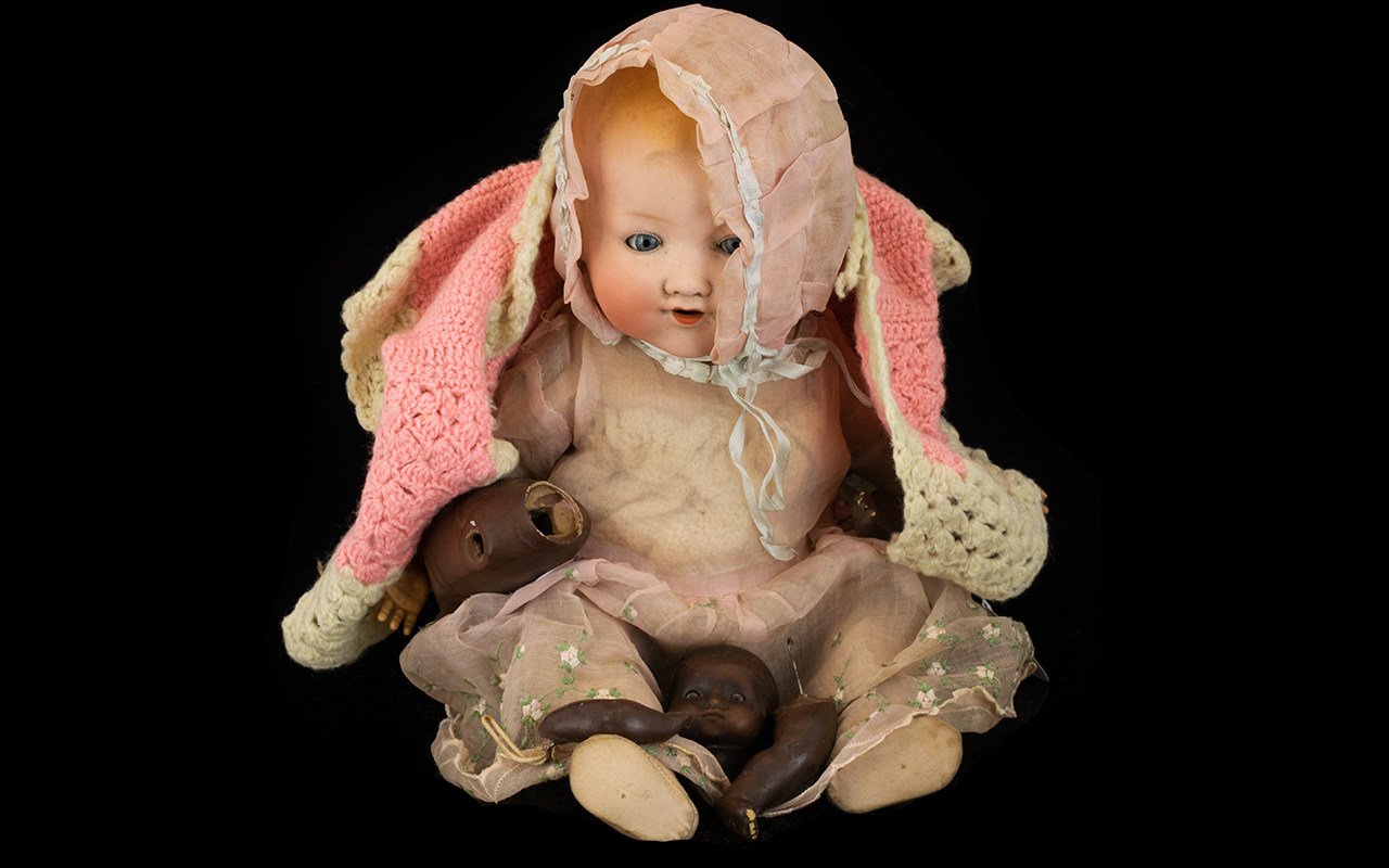 Armand Marseilles Antique Bisque Head Doll In playworn condition, comprising bisque head and hands,