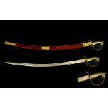Indian Made Display Cavalry Sword With brass lion form pommel and curved basket hilt,