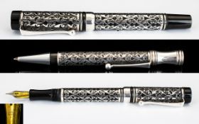 Laban Superb Quality Solid Silver Cased Fountain Pen Set - comprising fountain pen and matching