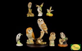 A Collection of Ceramic Bird Figures 8 in total of various heights and sizes,