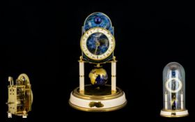 Kaiser German moon phase anniversary clock, With Glass Dome.