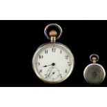 Swiss Made Nice Quality - Key-less Slim fold Open Faced Silver Pocket Watch,