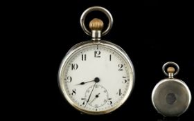 Swiss Made Nice Quality - Key-less Slim fold Open Faced Silver Pocket Watch,