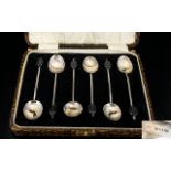 Boxed Set of Six Sterling Silver Coffee Spoons. Hallmark Birmingham 1927. Please See Photo.