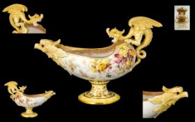 Late 19th Century Rare Royal Doulton Aesthetic Style Blush Ivory Centrepiece Gondola form bowl with