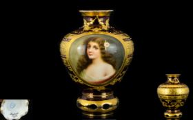 A Late 19th Century Hand Painted And Signed Vienna Portrait Bud Vase 'Lydia' Baluster form vase