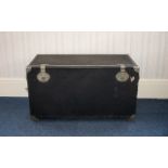 Early 20th Century Steamer Trunk Of Large Proportion, With White Metal Hardware,