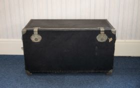 Early 20th Century Steamer Trunk Of Large Proportion, With White Metal Hardware,