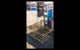 Durlston Designs Ltd A Brass And Bevelled Glass Dressing Mirror With Accompanying Side Tables The