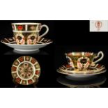 Royal Crown Derby Pair of Trios - single gold band.