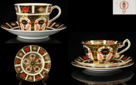 Royal Crown Derby Pair of Trios - single gold band.