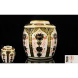 Royal Crown Derby Old Imari - Single Gold Band Small Vase / Jar. Pattern No 1128 & Date 1982.