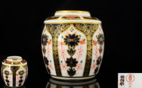 Royal Crown Derby Old Imari - Single Gold Band Small Vase / Jar. Pattern No 1128 & Date 1982.