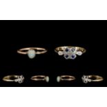 Art Deco Period 18ct Gold and Platinum Diamond and Sapphire Set Dress Ring, Marked 18ct - Platinum.