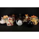 A Collection Of Novelty Decorative Tea Pots To Include, A Grevy's Zebra Themed Tea Pot, A