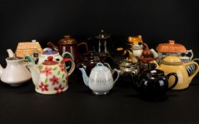 A Collection Of Novelty Decorative Tea Pots To Include, A Grevy's Zebra Themed Tea Pot, A