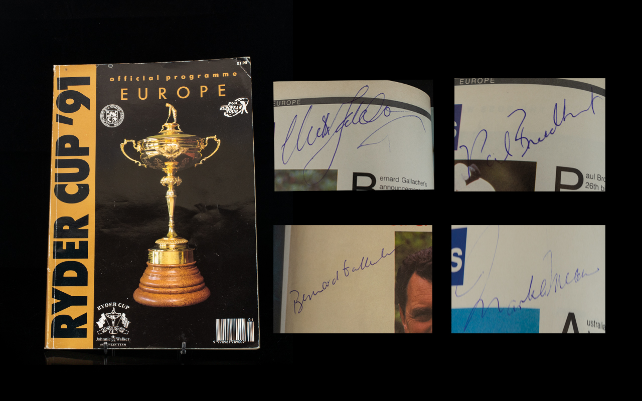 Ryder Cup Golf Autographs in Programme (1991 - USA).