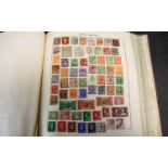 The Triumph Stamp Album Three quarters filled containing world stock stamps from 19th century