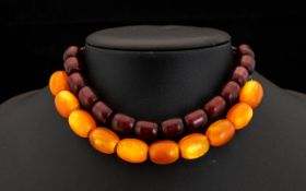 Amber Coloured Bracelets - Butterscotch And Cherry. Please Overall Length For Both 8 Inches.