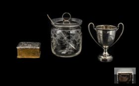 A Collection Of Silver Items Four pieces in total To include a cedar lined cigarette box,