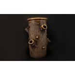 Antique Bretby Tree Trunk Umbrella Stand in the form of a textured earthenware tree trunk,