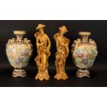 A Small Collection Of Decorative Oriental Items Four pieces in total to include two resin figures