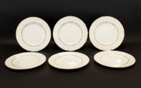 Royal Worcester 'Chantilly' Pattern Set Of Six Large Cabinet Plates Each embellished in 22ct gold,