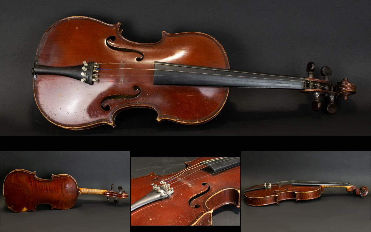 A German Violin By Hermann Dolling Junior Bearing label to interior,
