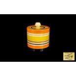 Clarice Cliff - Art Deco Period Hand Painted Round Preserve Lidded Pot ' Banded Ware ' Design,