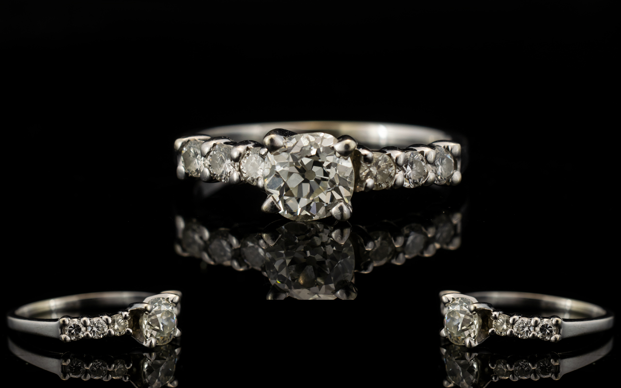 18ct White Gold Very Attractive and Pleasing Diamond Set - Ladies Dress Ring.